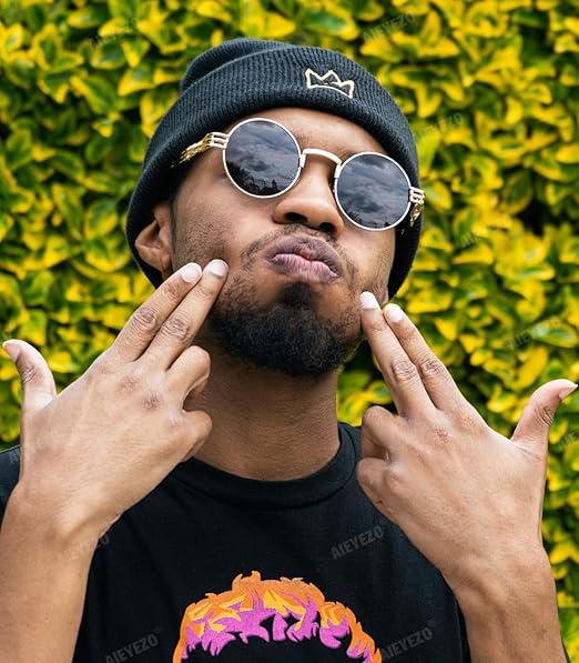 AIEYEZO Round Steampunk Sunglasses